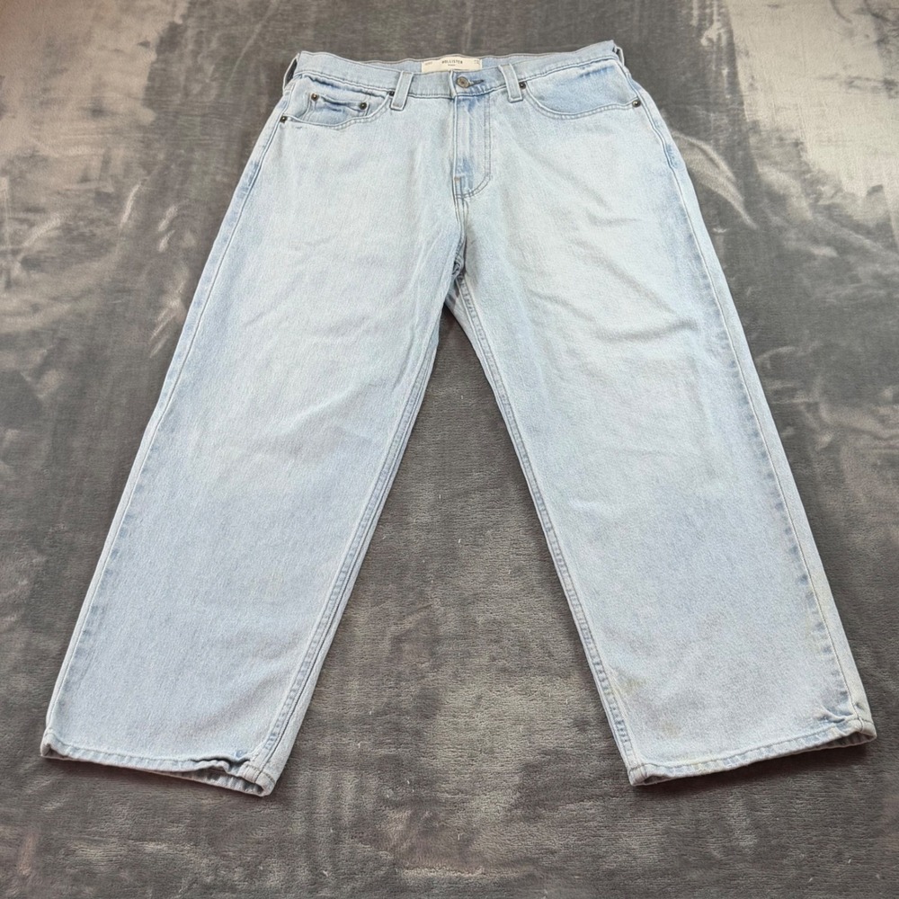 Hollister Baggy Jeans Light Wash Blue Denim Wide Leg W31 L30 Womens